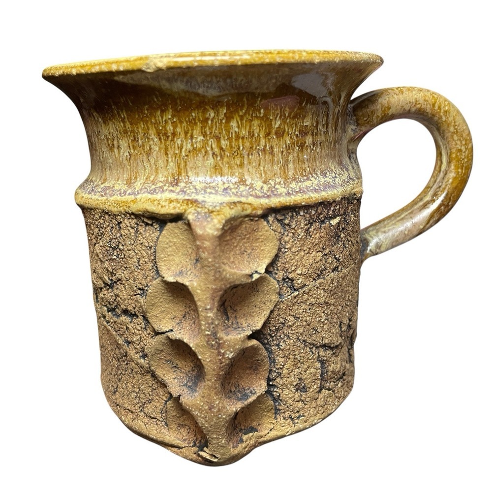 Vintage Stoneware‎ Pottery Mug Artisan Signed Handmade Nature Coffee Cup